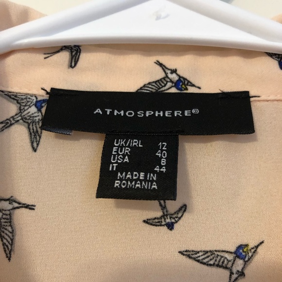 Atmosphere Sheer Pink Bird Blouse 8 - Picture 5 of 6